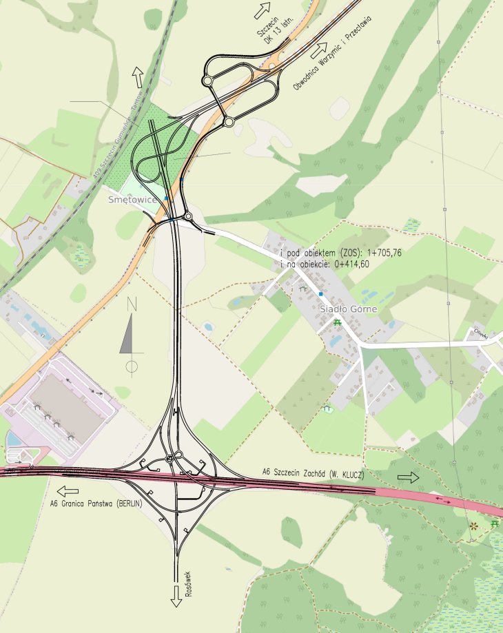 Plan orientacyjny II etapu obwodnicy Przecławia i Warzymic w ciągu DK13. Źródło: GDDKiA